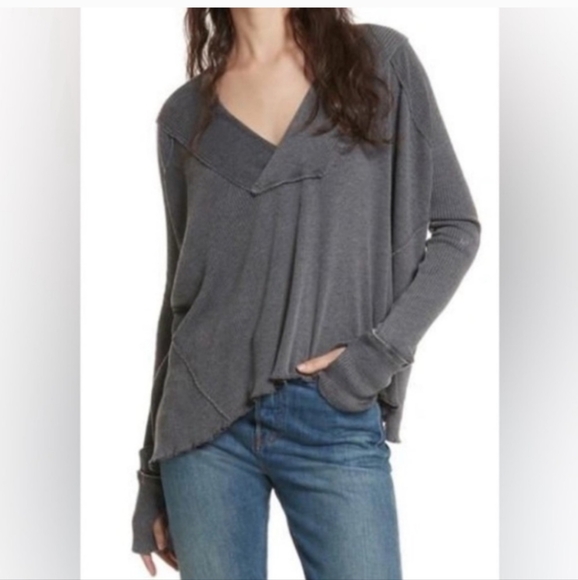 We The Free Tops - We The Free Oceanview Oversized Thermal V-Neck Bohemian Top